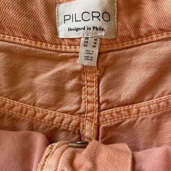 Anthropologie Pilcro Peach Pleated Denim Raw Hem Mini Skirt NWT Size 12/Large - Picture 5 of 7